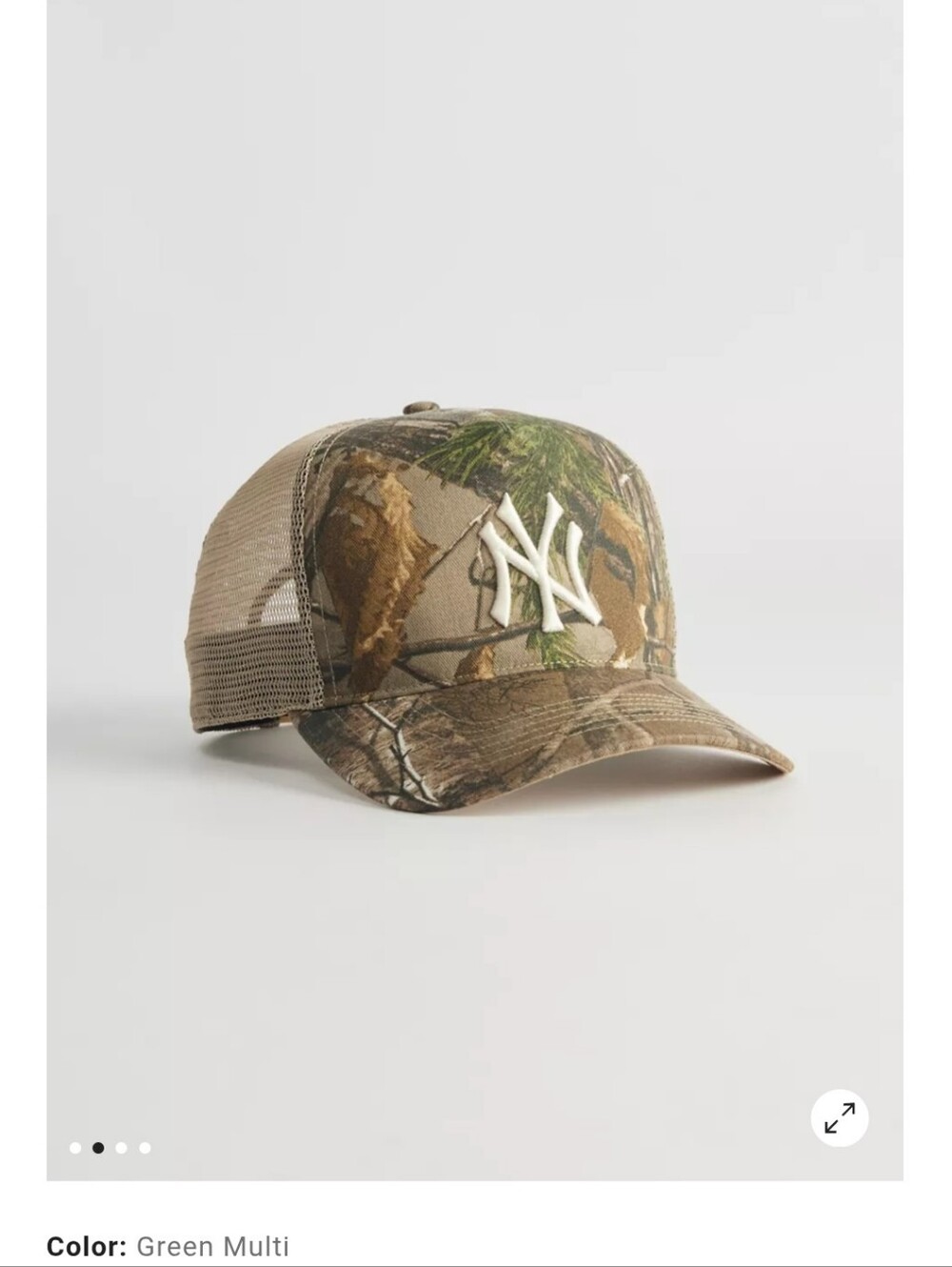 NWT, New York Yankees Green Multi Camo Mesh Trucker Cap